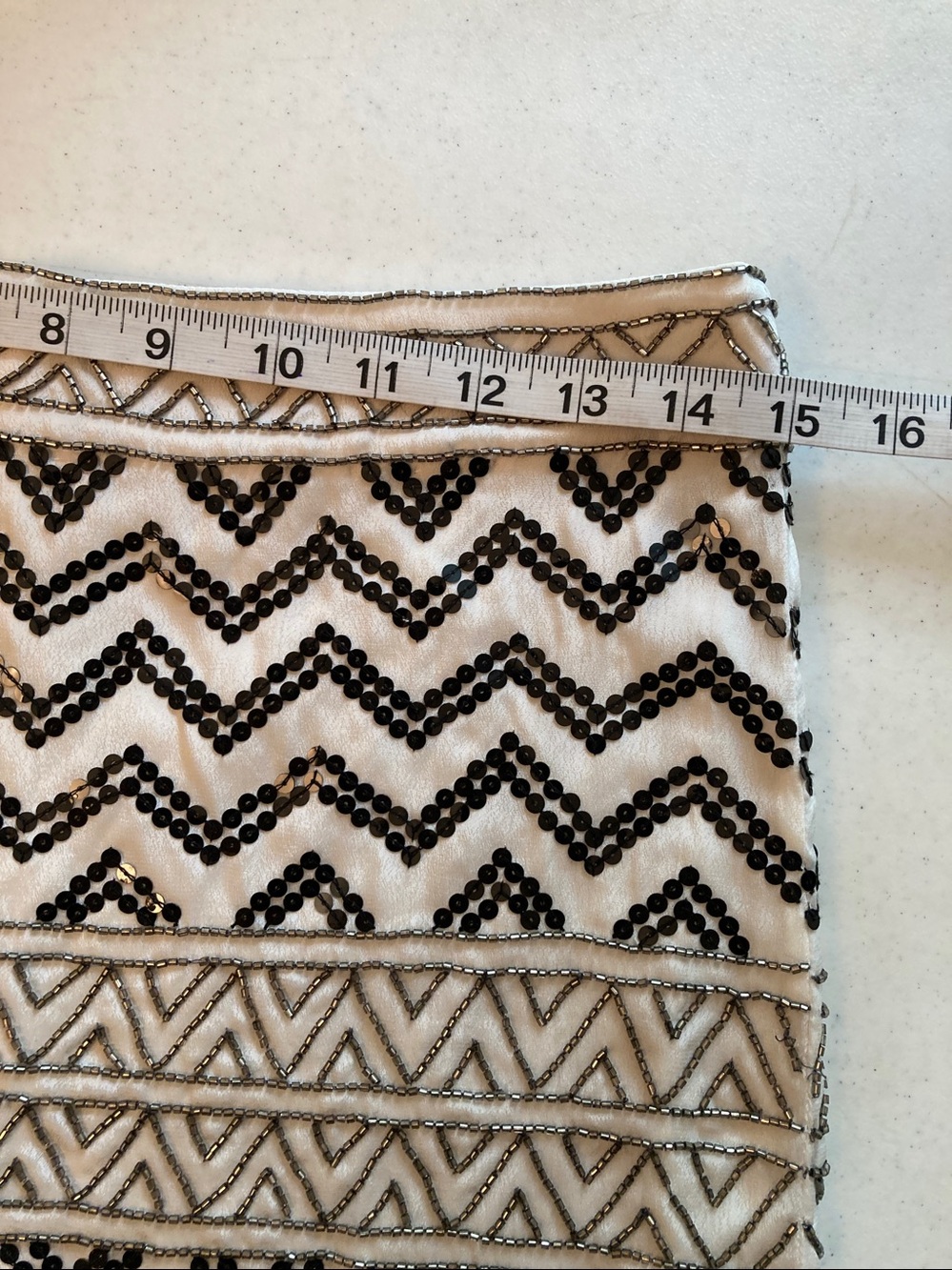 Artelier Black & Beige Zigzag Beaded Mini Skirt - Picture 5 of 7